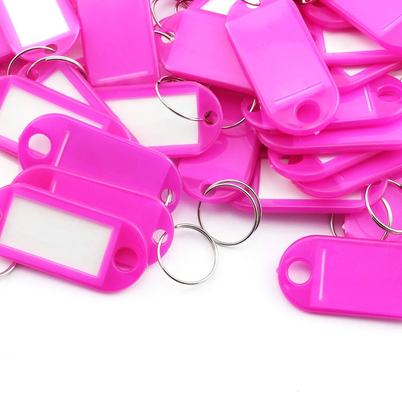 Lind Kitchen 40pcs Rose Red Key Ring Label Tags Plastic Keys Holder and Identifier Name Number Address Information Label Card for Keys ID 5x2.2cm - Image 3